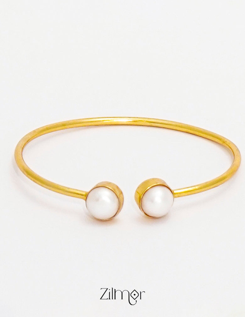 Gold Plated Adjustable Pearl Bangle - AS100425 3-Zilmor