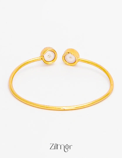 Gold Plated Adjustable Pearl Bangle - AS100425 4-Zilmor