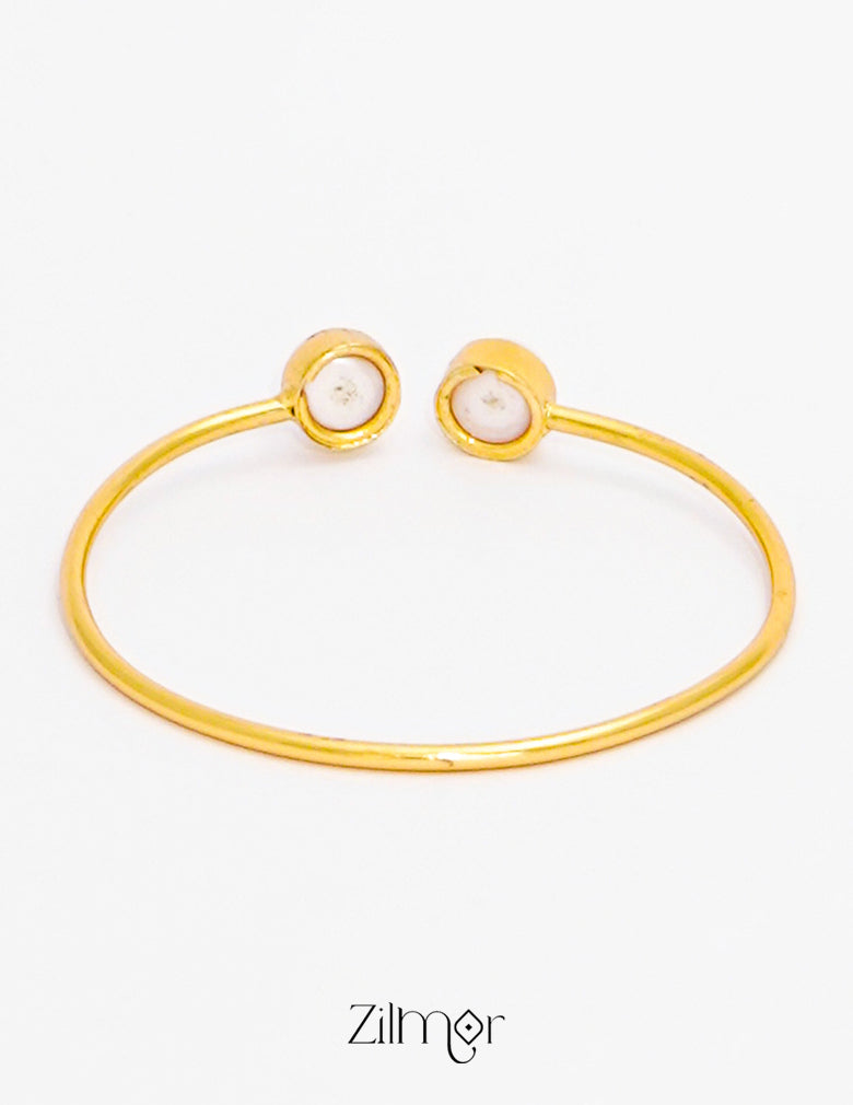 Gold Plated Adjustable Pearl Bangle - AS100425 4-Zilmor
