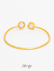 Gold Plated Adjustable Pearl Bangle - AS100425 4-Zilmor