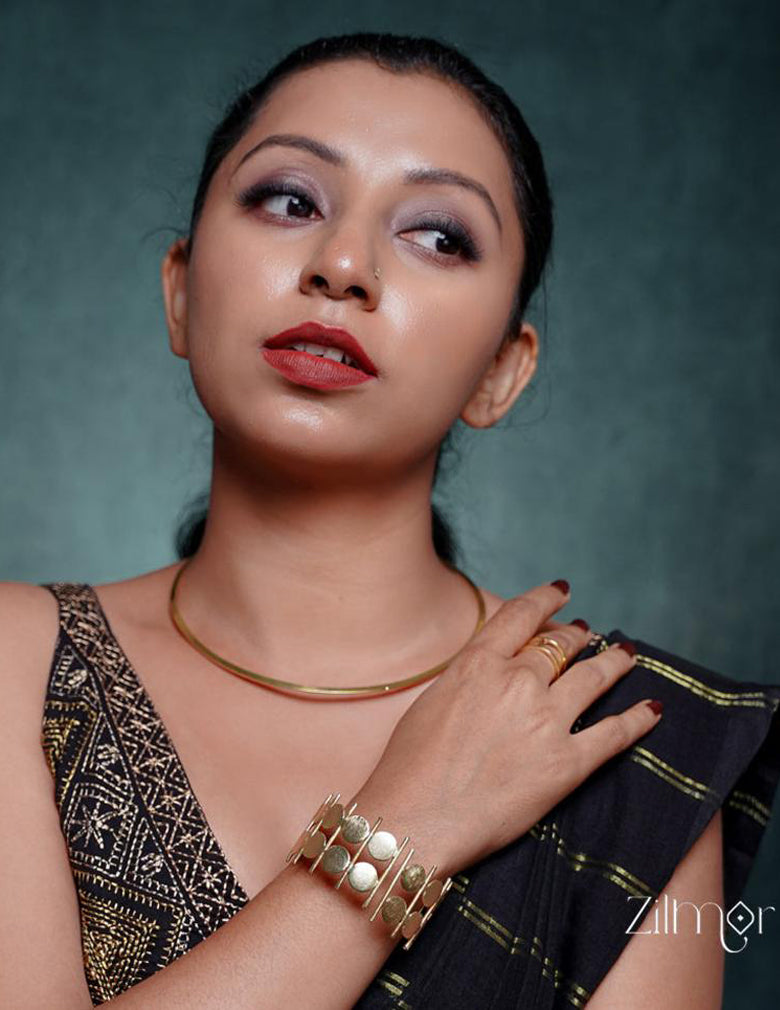 Gold Plated Brass Adjustable Coin Cuff Bangle - AS100737 3-Zilmor