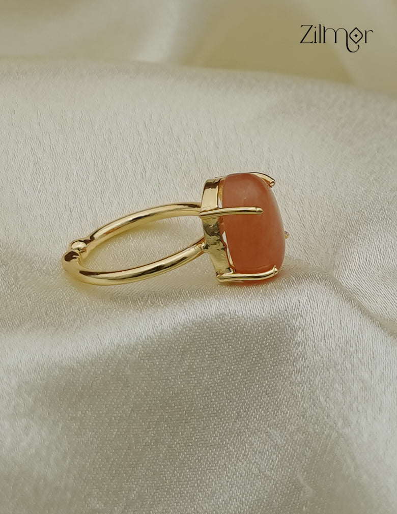 Gold Plated Gemstone Adjustable Ring - AS1013028