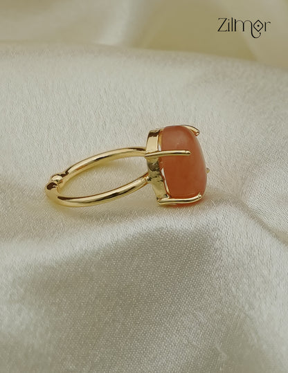 Gold Plated Gemstone Adjustable Ring - AS1013028