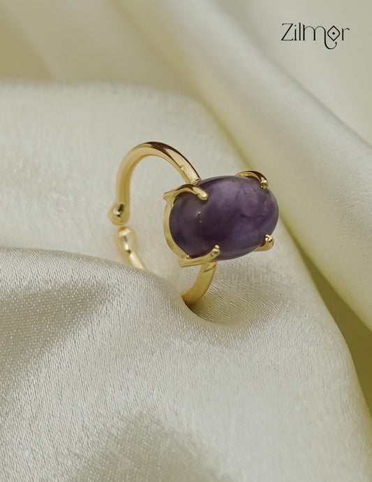 Gold Plated Gemstone Adjustable Ring - AS1013028