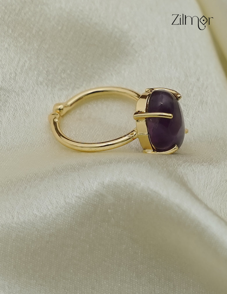 Gold Plated Gemstone Adjustable Ring - AS1013028