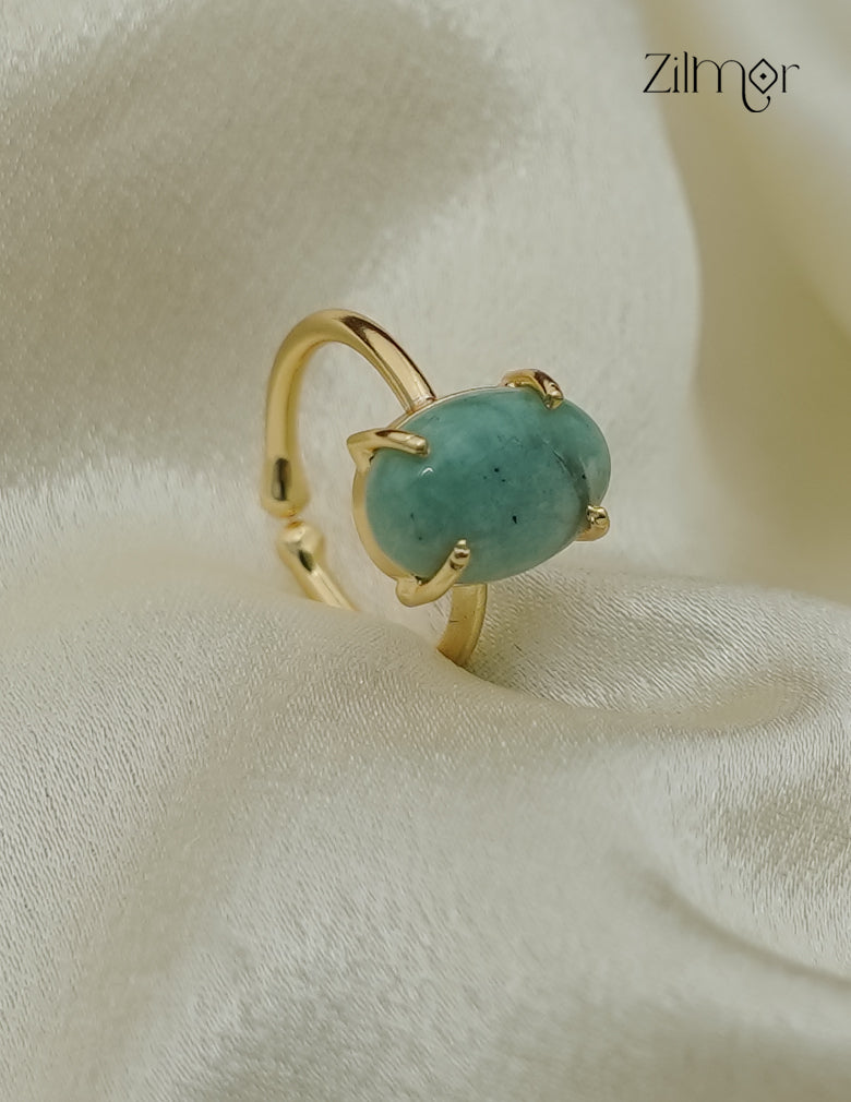Gold Plated Gemstone Adjustable Ring - AS1013028