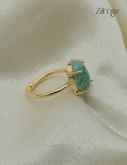 Gold Plated Gemstone Adjustable Ring - AS1013028