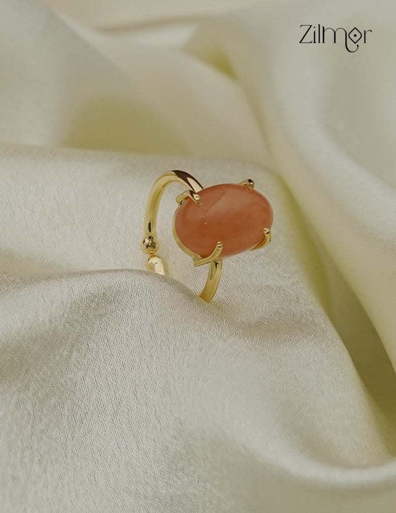 Gold Plated Gemstone Adjustable Ring - AS1013028