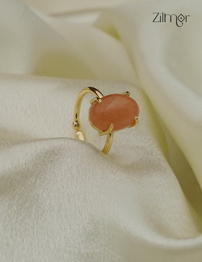 Gold Plated Gemstone Adjustable Ring - AS1013028