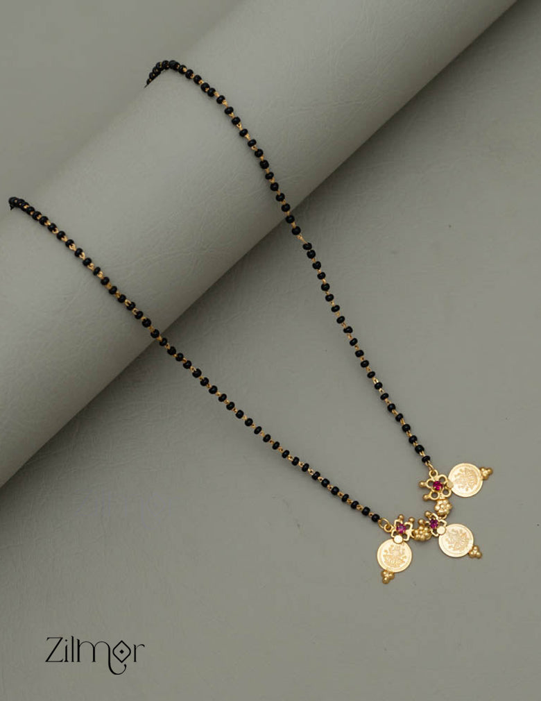 Gold Plated Kaashu Pendant Mangalsutra Necklace - KE100701 1-Zilmor