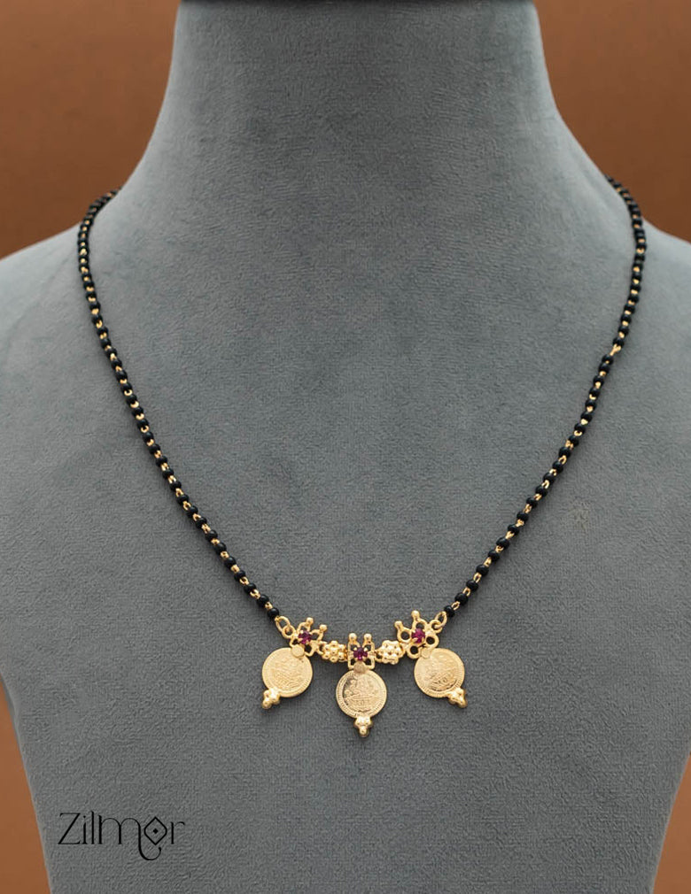 Gold Plated Kaashu Pendant Mangalsutra Necklace - KE100701 3-Zilmor