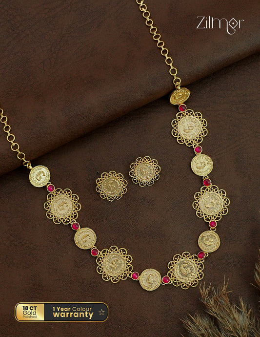 Gold Plated Kemp Stone with Traditional Kaashu Necklace - ZS1012318