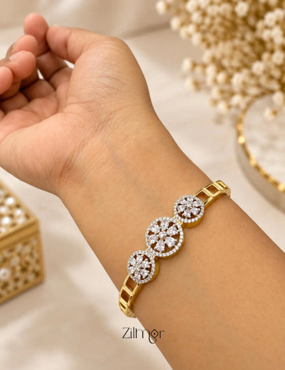 Gold Plated Openable AD Stone Bangle - AH1012919