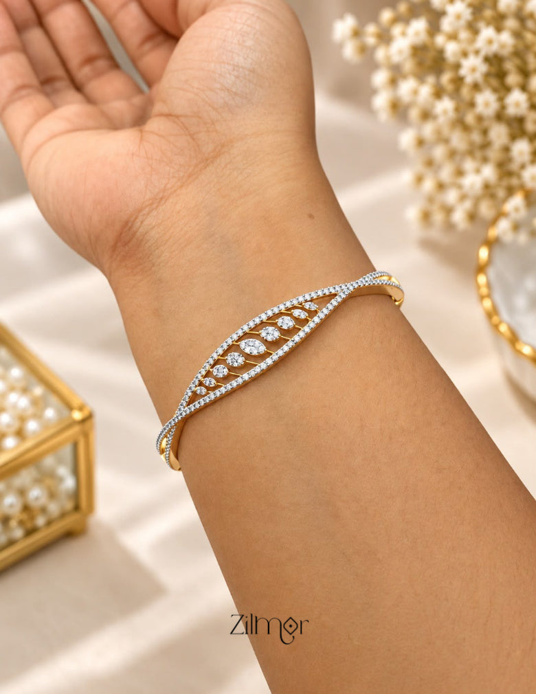 Gold Plated Openable AD Stone Bangle  - AH1012921