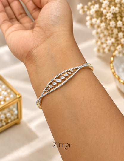 Gold Plated Openable AD Stone Bangle  - AH1012921