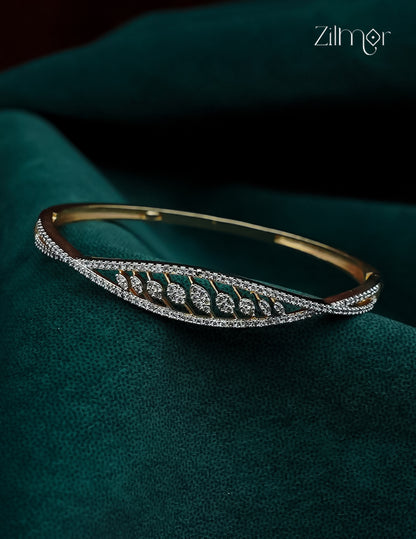 Gold Plated Openable AD Stone Bangle  - AH1012921
