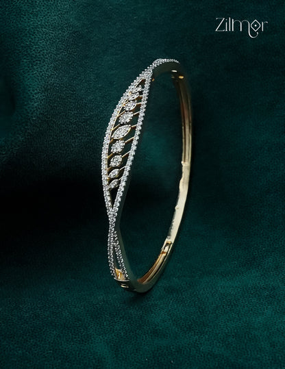 Gold Plated Openable AD Stone Bangle  - AH1012921