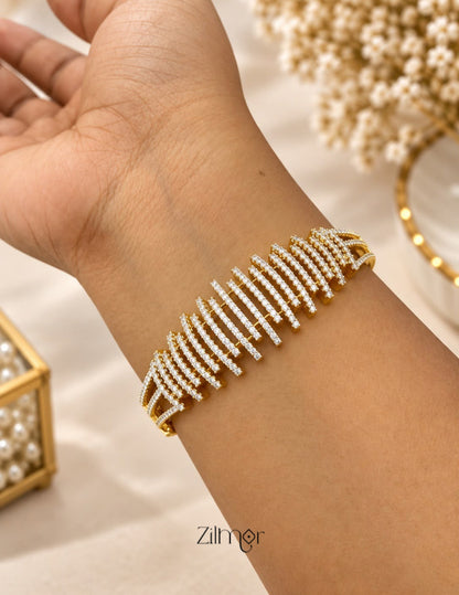 Gold Plated Openable AD Stone Bangle - AH1012922