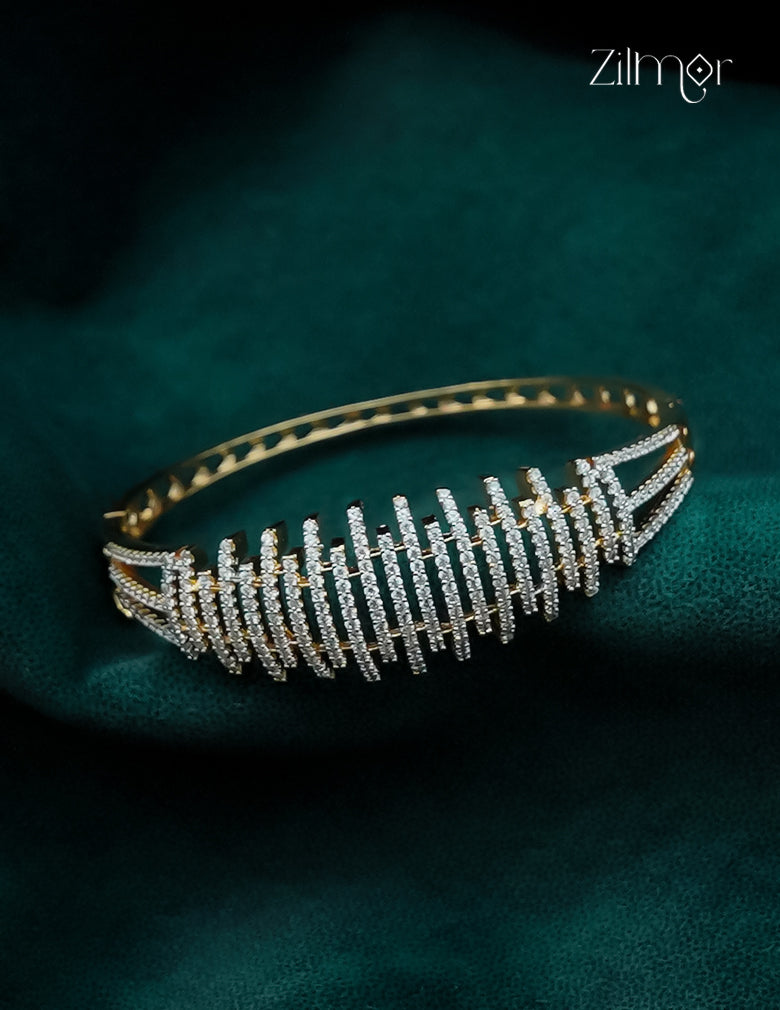 Gold Plated Openable AD Stone Bangle - AH1012922
