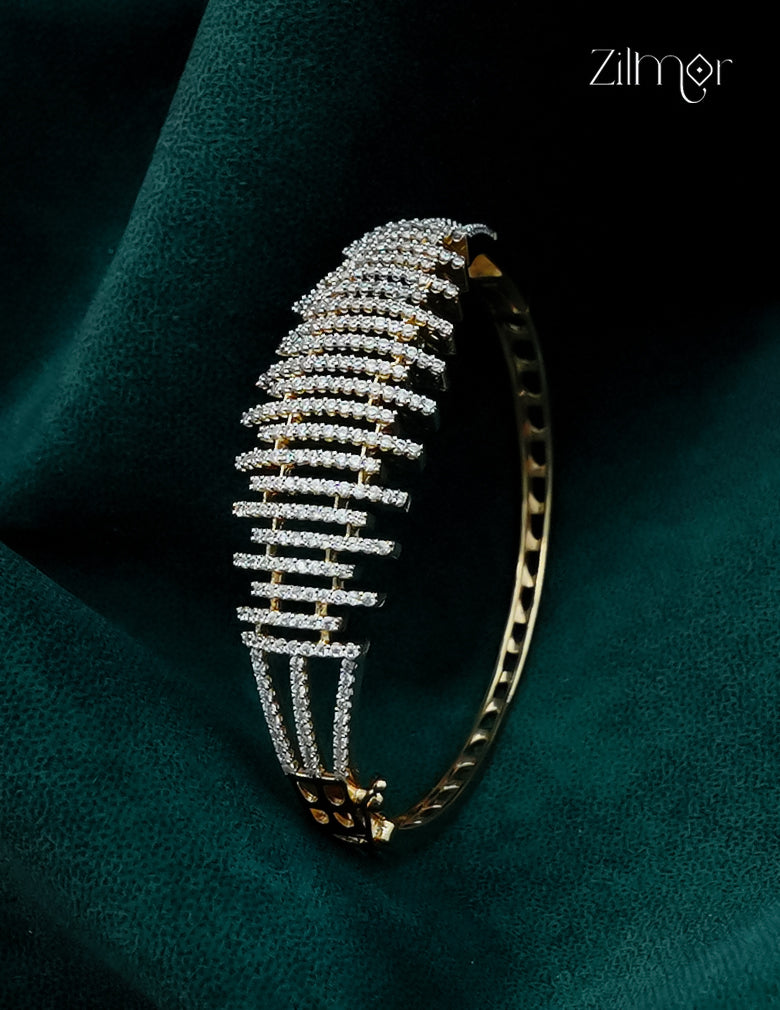 Gold Plated Openable AD Stone Bangle - AH1012922