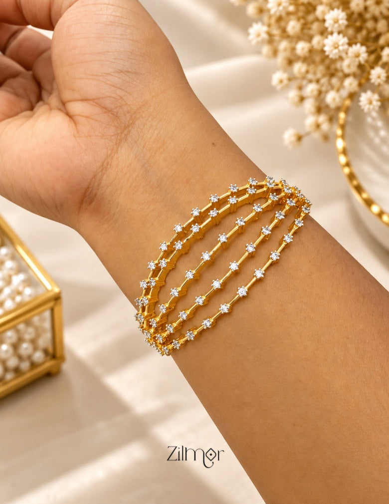 Gold Plated Openable AD Stone Bangle - AH1012923