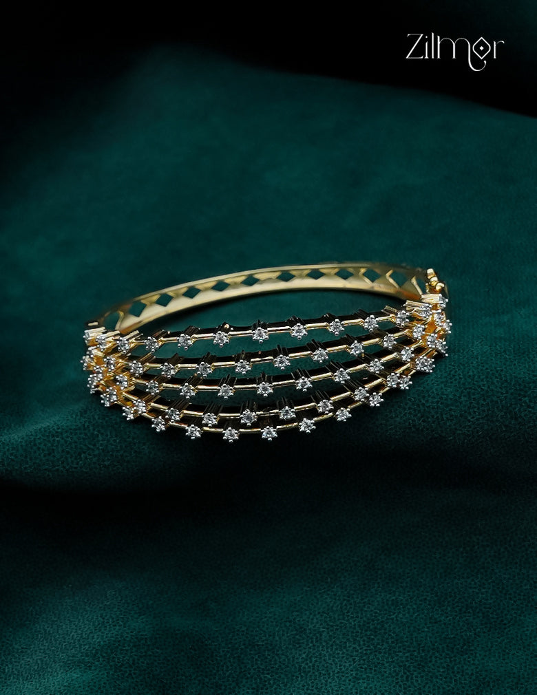 Gold Plated Openable AD Stone Bangle - AH1012923