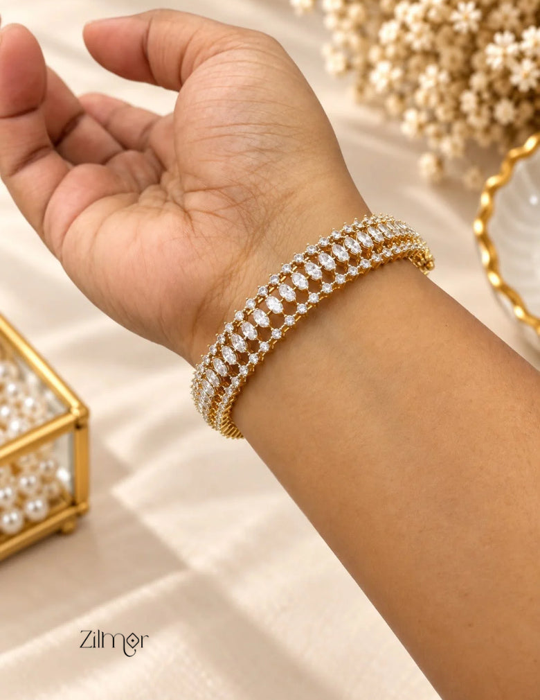 Gold Plated Openable AD Stone Bangle - AH1012924