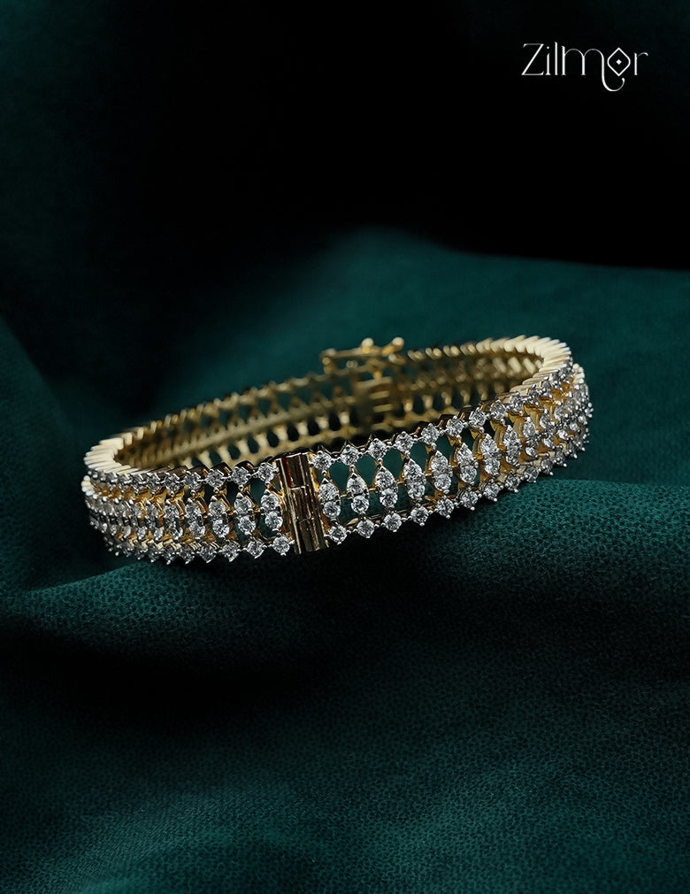 Gold Plated Openable AD Stone Bangle - AH1012924