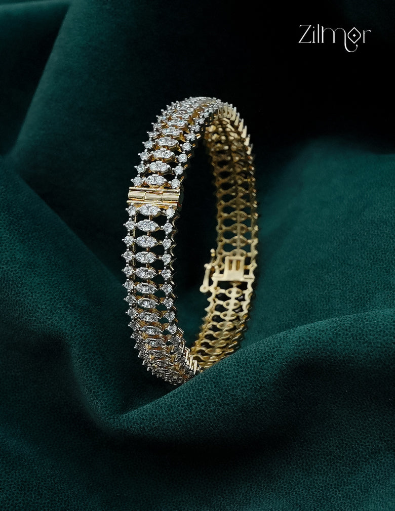 Gold Plated Openable AD Stone Bangle - AH1012924