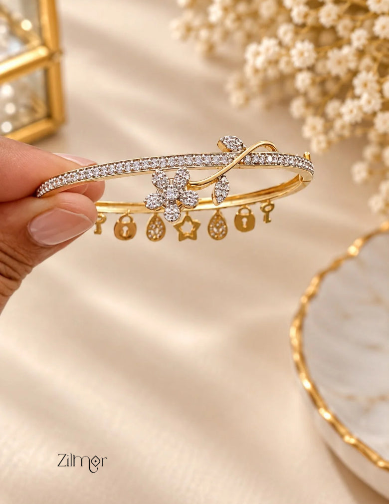 Gold Plated Openable AD Stone Bangle  - AH1012926