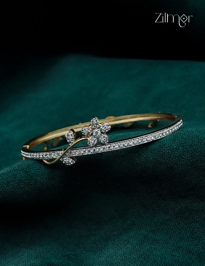 Gold Plated Openable AD Stone Bangle  - AH1012926