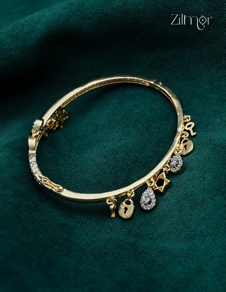 Gold Plated Openable AD Stone Bangle  - AH1012926