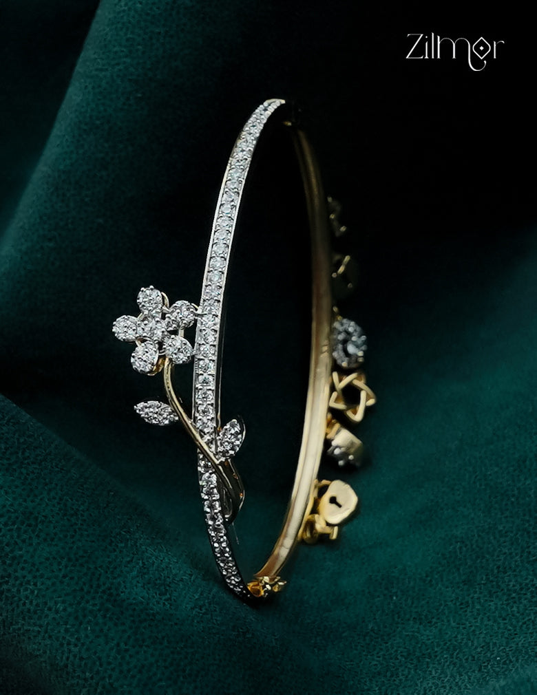 Gold Plated Openable AD Stone Bangle  - AH1012926