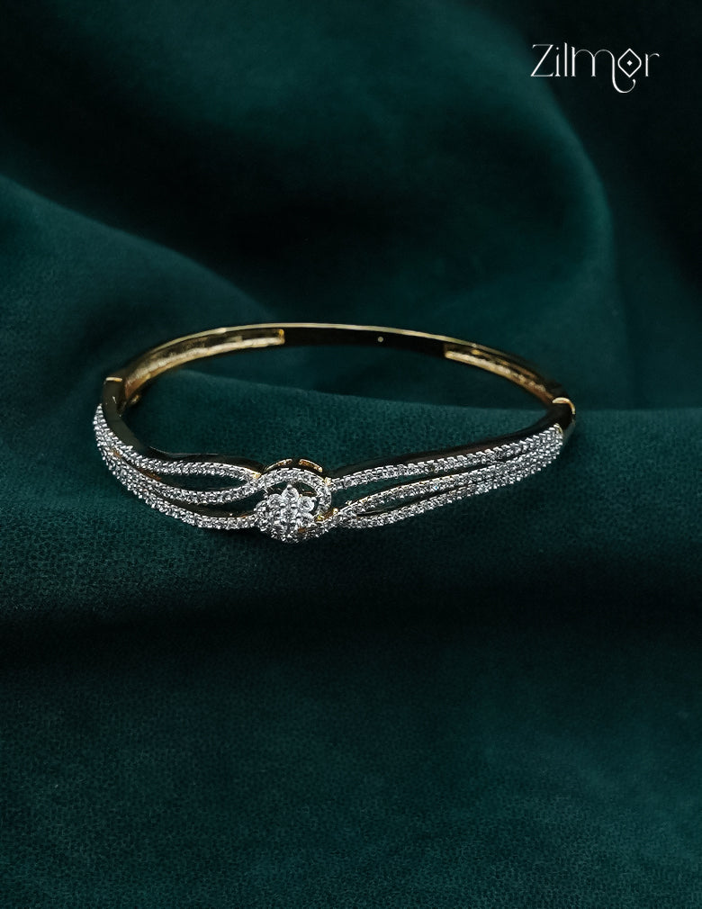 Gold Plated Openable AD Stone Bangle - AH1012968