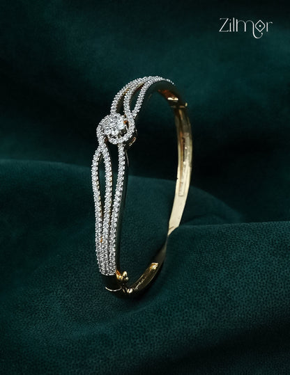 Gold Plated Openable AD Stone Bangle - AH1012968