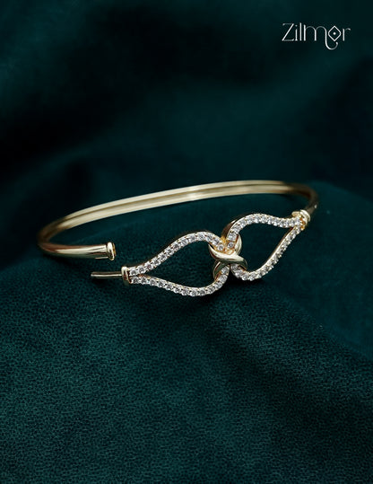 Gold Plated Openable AD Stone Bangle - FS1012977