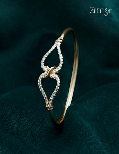 Gold Plated Openable AD Stone Bangle - FS1012977