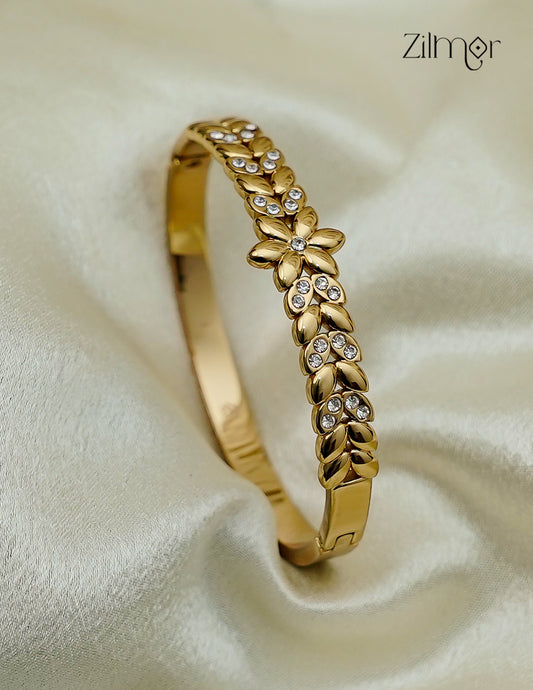 Anti Tarnish Flower design Openable AD Stone Bangle - KAK023