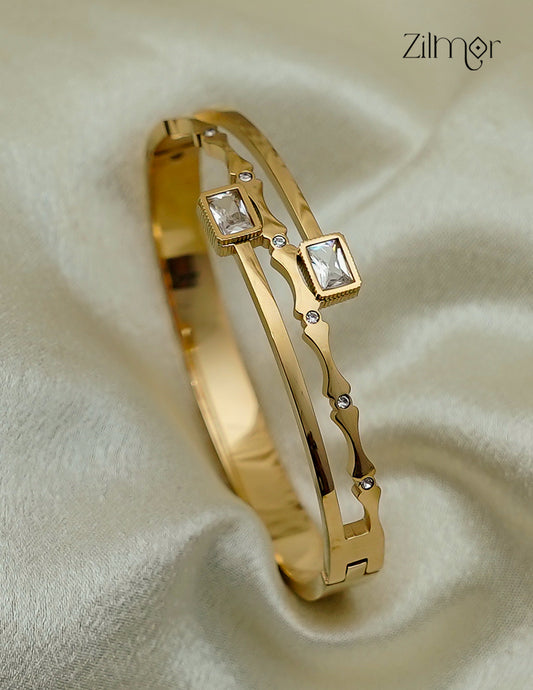 Gold Plated Openable AD Stone Bangle - KAK025