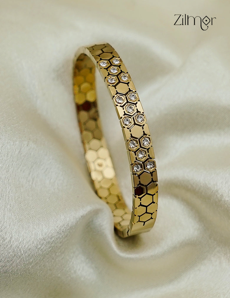 Anti Tarnish Honey Comb Stone Bangle  - KAK026