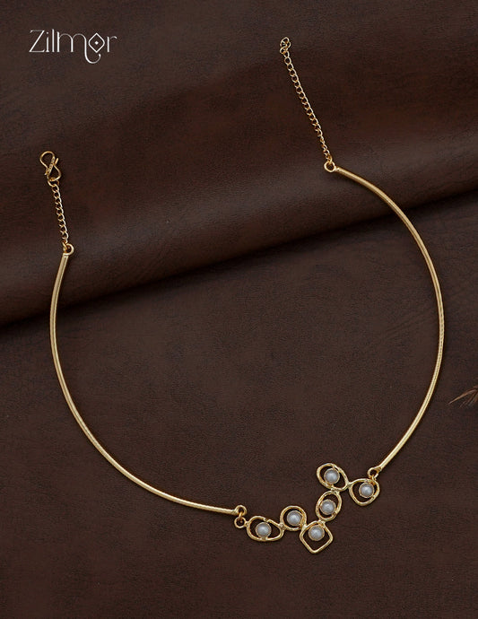 Gold Plated Pearl Collar Necklace - AS1012938