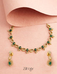 Gold Tone AD Stone Bridal Necklace Earring Set (color option) - SN100777 4-Zilmor