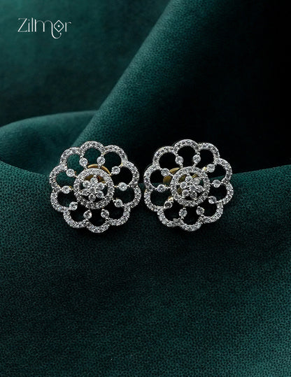Gold Tone AD Stone Stud Earrings - AF1012858