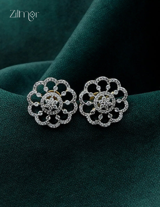 Gold Tone AD Stone Stud Earrings - AF1012858