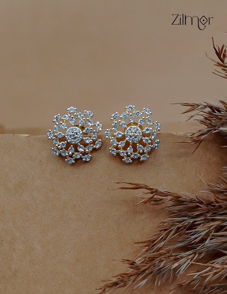 Gold Tone AD Stone Stud Earrings - AF1012860