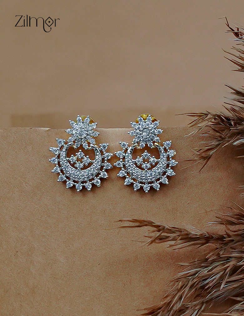 Gold Tone AD Stone Stud Earrings - AF1012861