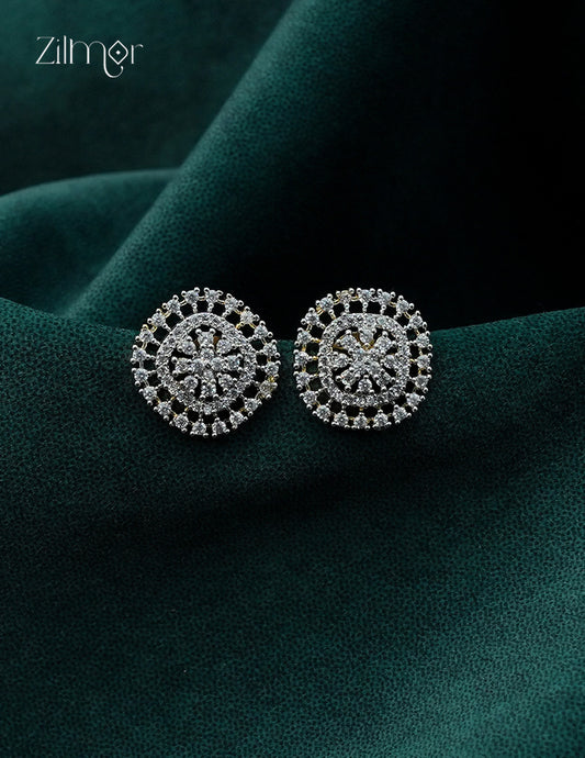 Gold Tone AD Stone Stud Earrings - AF1012862