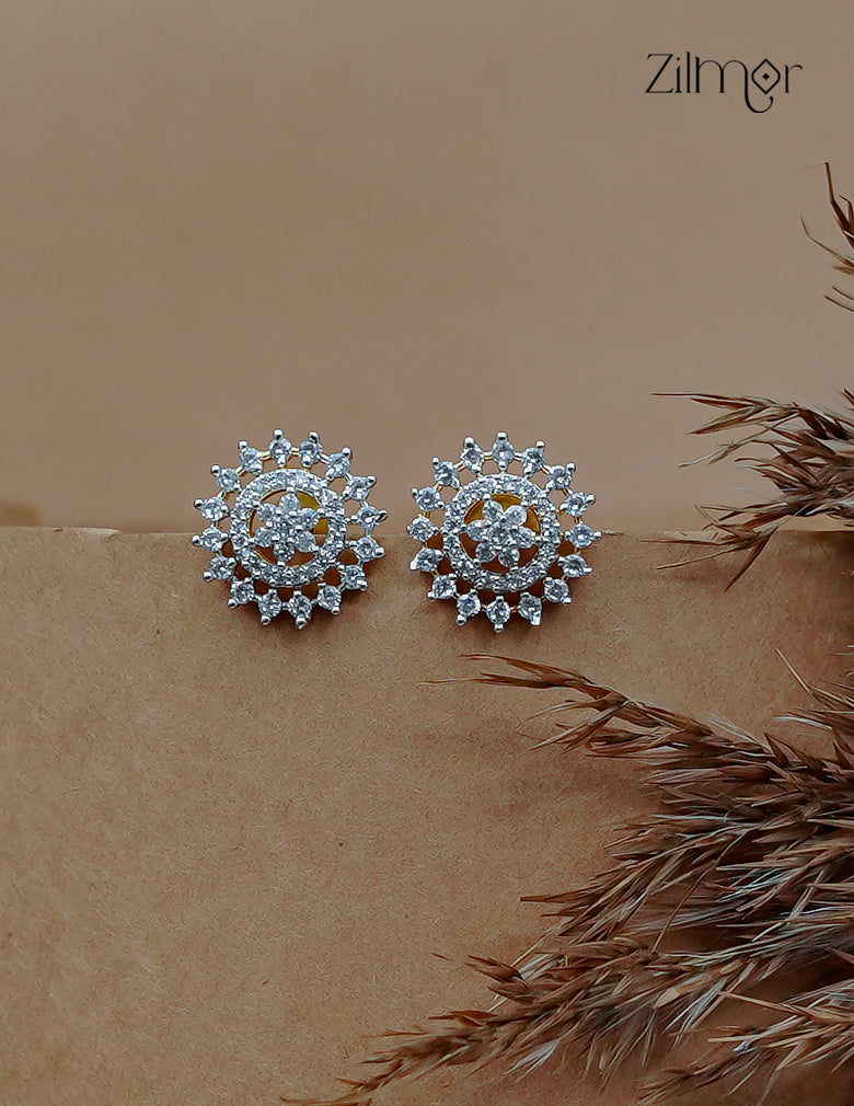 Gold Tone AD Stone Stud Earrings - AF1012864