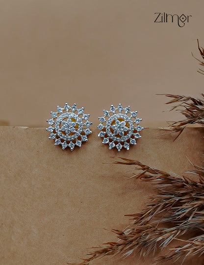 Gold Tone AD Stone Stud Earrings - AF1012864
