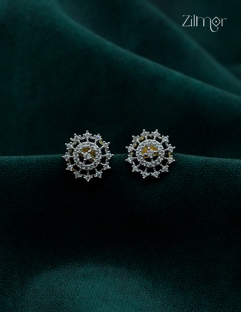Gold Tone AD Stone Stud Earrings - AF1013023
